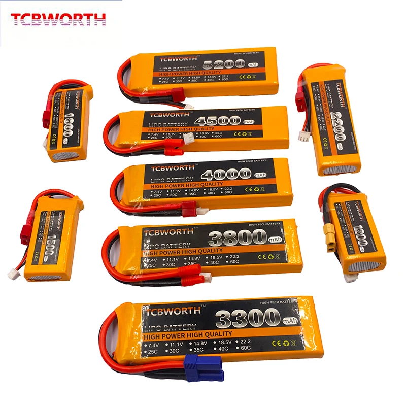 2S RC LiPo Battery 7.4v 1800 3800 4200 5200 6000mAh 25C 35C 60C For RC Toy Airplane Drone Helicopter Car 7.4V Battery AKKU