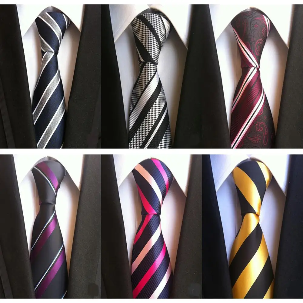 

Fashion Men's Striped Necktie Classic Silk 8CM Tie For Men Jacquard Woven Men's Wedding Party Necktie