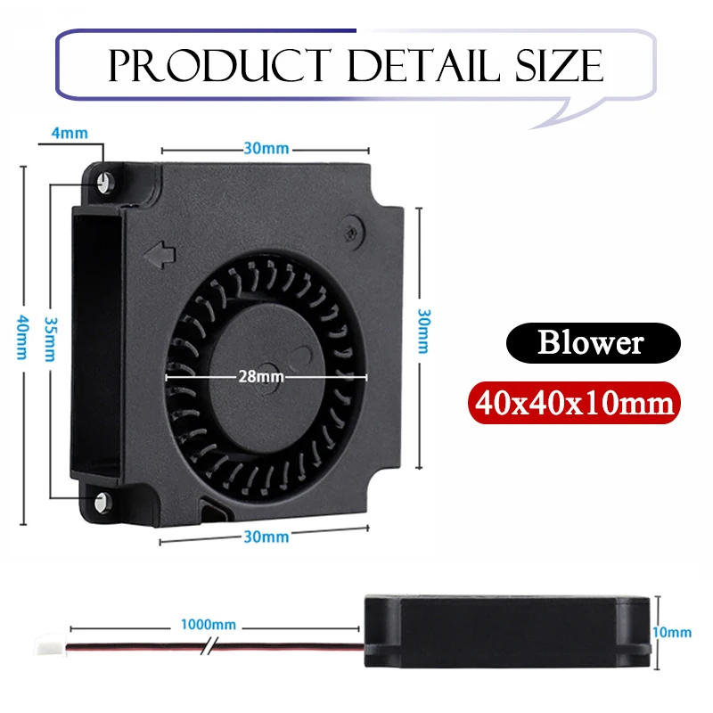 Imagem -06 - Gdstime-ventilador de Refrigeração para Umidificador 40x10 mm 12v Motor sem Escovas 1m Cabo Turbo 40 mm Acessórios para Impressora 3d Ventoinha do Radiador com 10 Peças