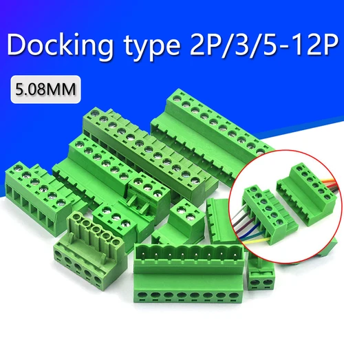 2-20 juegos de bloques de terminales enchufables de 5,08 MM conector KF2EDGKR 5,08 estilo de corte 2/3/4/5/6/7/8 Pin Terminal de tornillo