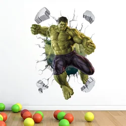 Adesivo murale Hulk muro rotto 3D camera dei bambini ragazzi camera da letto decorazione carta da parati fai da te Marvel Cartoon Decal bambini PVC Decor murale