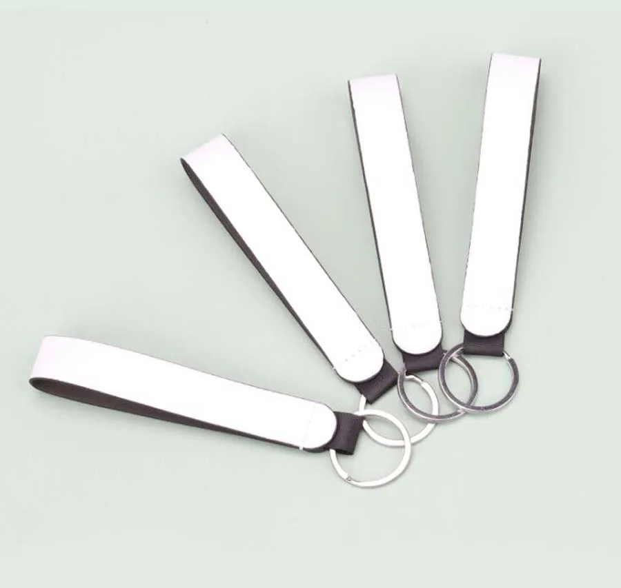 

10pcs Sublimation DIY White Blank PU Leather Long strip Keychain
