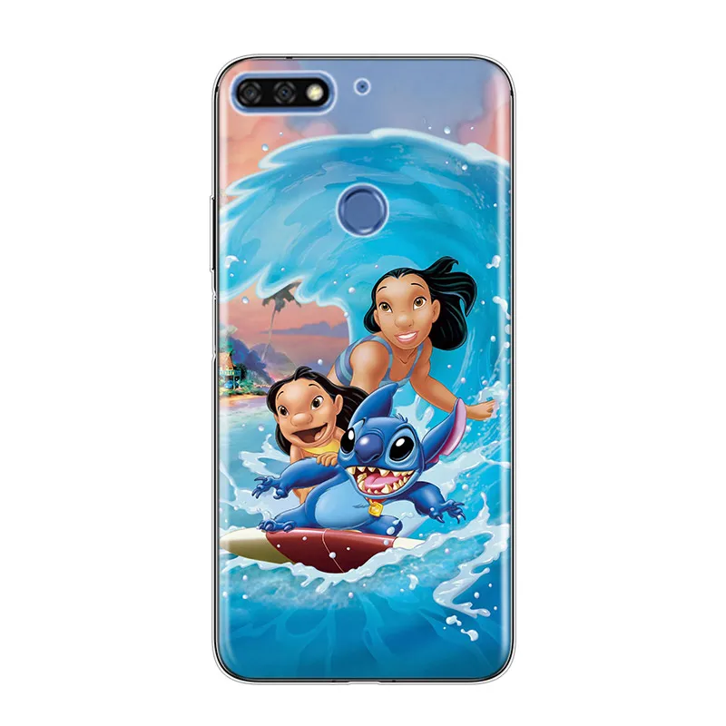 Lilo Stitch Cartoon For Honor 30i 10i 10X 9X 8X MAX 20 10 9 8 8A 8C 8S Prime 7A Pro Lite custodia in Silicone trasparente per telefono