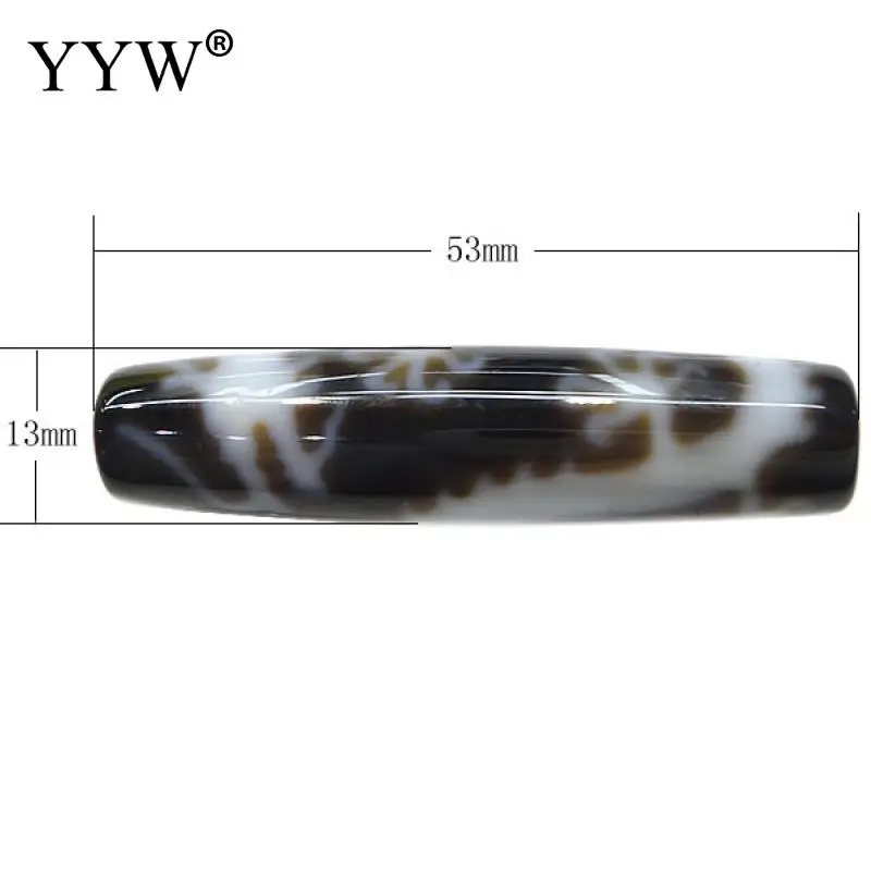 Natural Tibetan Dzi Beads For Jewelers Making Wholesale Tube Five-Claw Dragon Dracon Agates Beads Onyx 53x13x4mm Two Tone