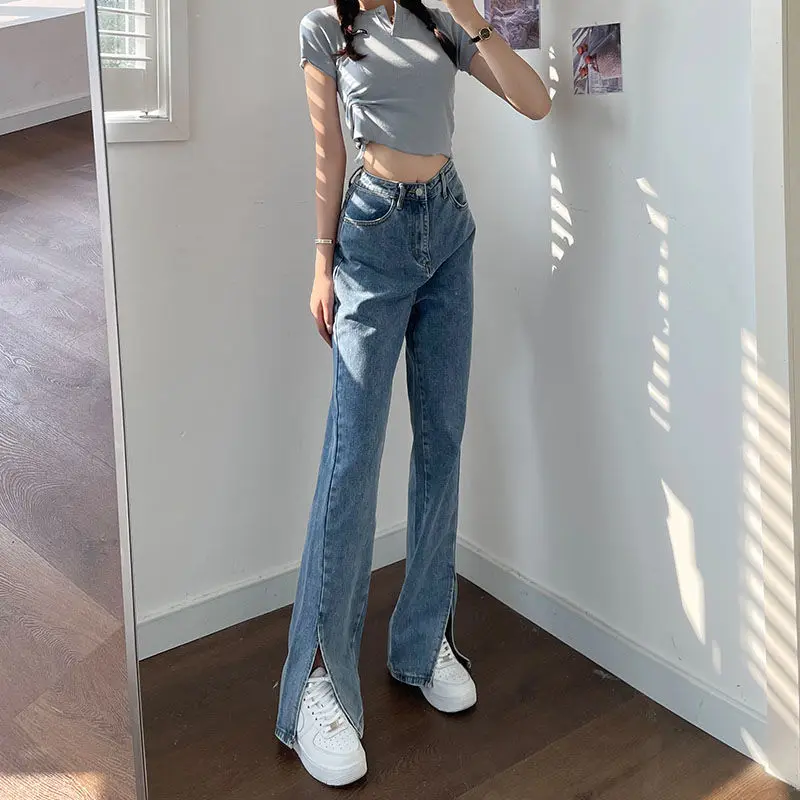 Straight Women\'s jeans Baggy Vintage High Waist Boyfriends Mom Women Jeans Denim Distressed Streetwear Stright Trousers