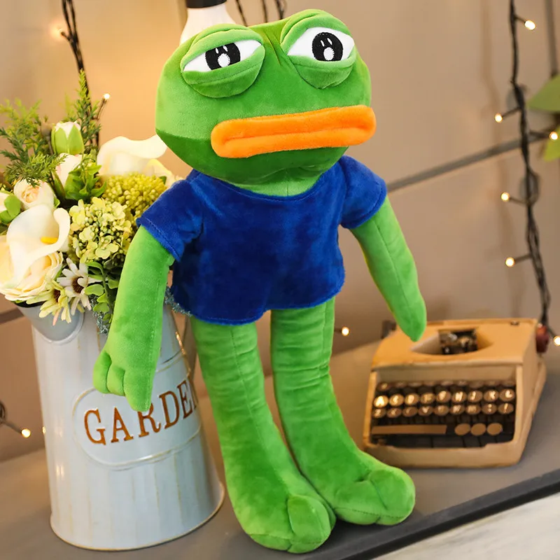 Muñecas de animales de peluche para niños, juguetes creativos de 50-90cm, expresión mágica, Rana triste de Pepe The Frog, 4chan Meme, regalo