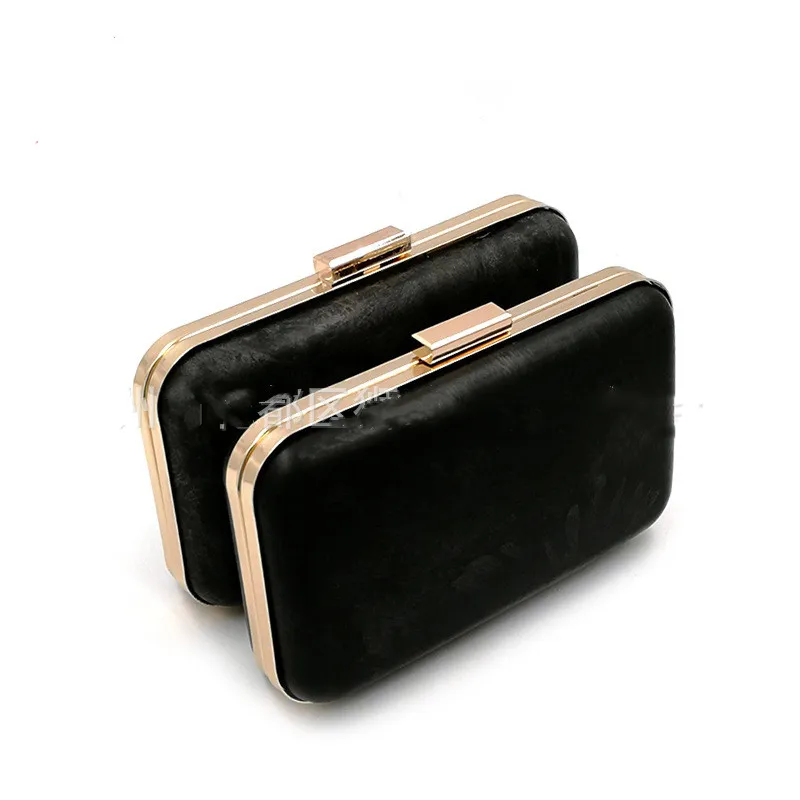 

DIY Evening Party Purse Handles Frames New 20 x 12cm Gold Color Metal Box Clutches Purse Frames With Black Plastic Covers Parts