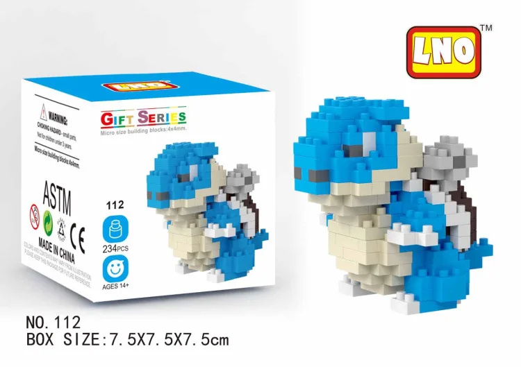 LNO Pokemon Micro Building Blocks Snorlax Blastoise Gengar Charmander Bulbasaur Pikachu Mini Brick Figures For Kids Toys