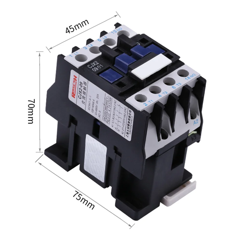 CJX2-0901 LC1 контактор переменного тока 9A 3 фазы 3-полюсные NC катушка Напряжение 380V 220V 110V 36V 24V 50/60Hz Din рейка крепление 3 P + 1NC