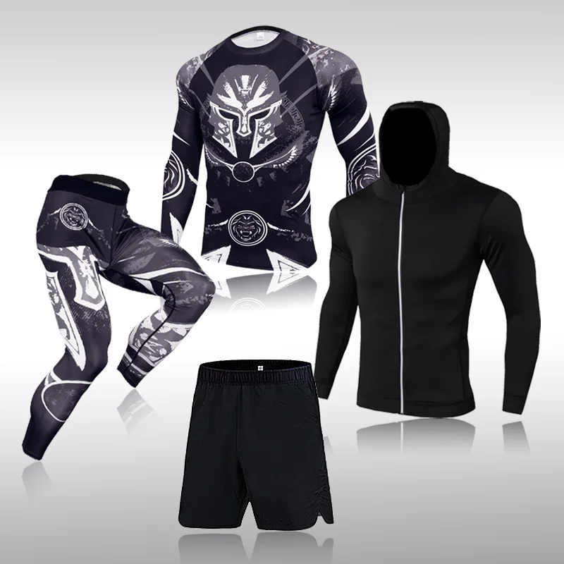 Men's Training Sportswear Set Gym Fitness Compression Sport Suit Jogging Tight Sports Wear Clothes