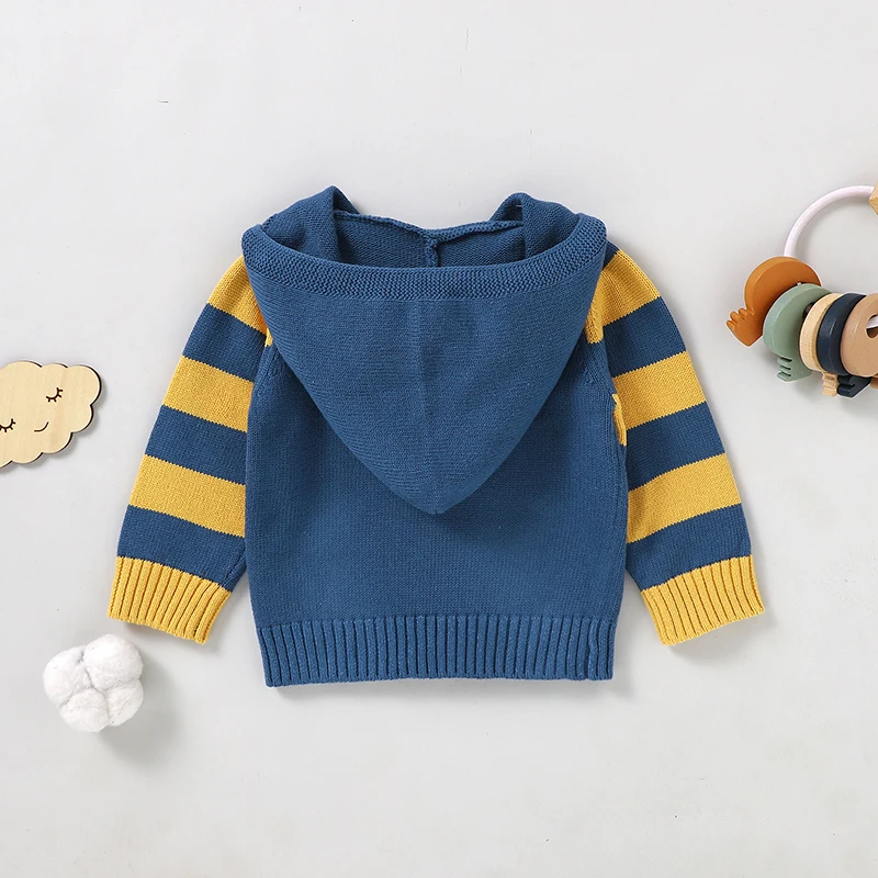 Baby Sweaters Fashion Hooded Newborn Girls Boys Tops 100%Cotton Knitted Toddler Infant Clothing Cute Smiley Pullover Long Sleeve