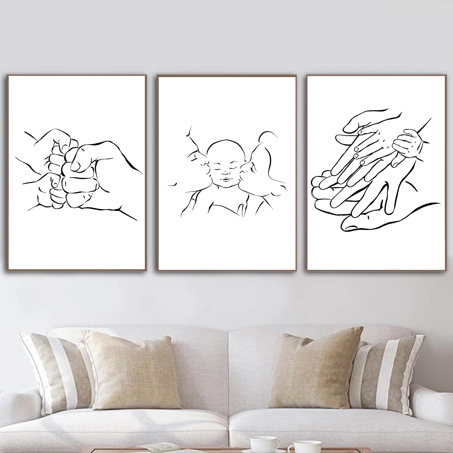 Family Portrait Mom Dad Baby Art Line Drawing Posters Abstract Minimalist Wall Canvas Print Painting Couple In Love Pictures Dec