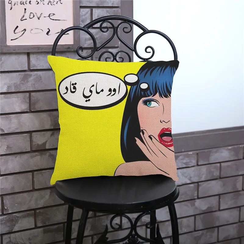 American POP Art Fashion Sexy Girl Woman Vintage Style Sofa Cushion Pillowcase Cotton Linen Home Decorative Throw Pillow Cojines