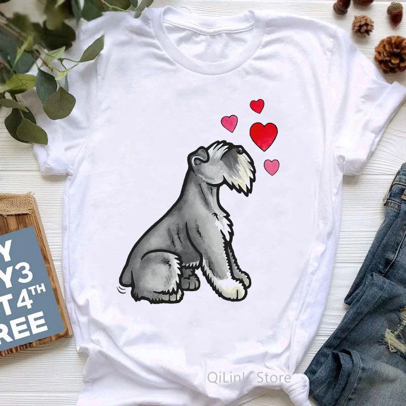 Funny Schnauzer Graphic T Shirts Women Summer White Short Sleeve Casual T-Shirt Ladys Girls Dog Lover Gift y2k aesthetic tops