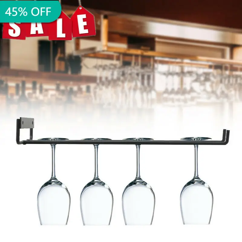 

1 Pc High Quality Useful 30cm Iron Wall Mount Wine Rack Glass Holder Hanging Bar Hanger Shelf Stemware Storage Organizer Rack