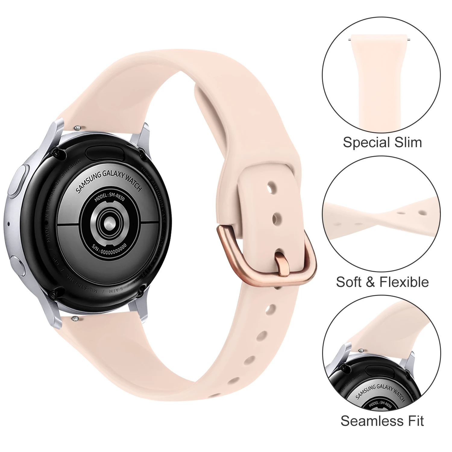 Bracelet en Silicone pour Samsung Galaxy Watch 3, 20mm, 41mm, 42mm, Active 2, Sport, Gear Sport/S2 Classic