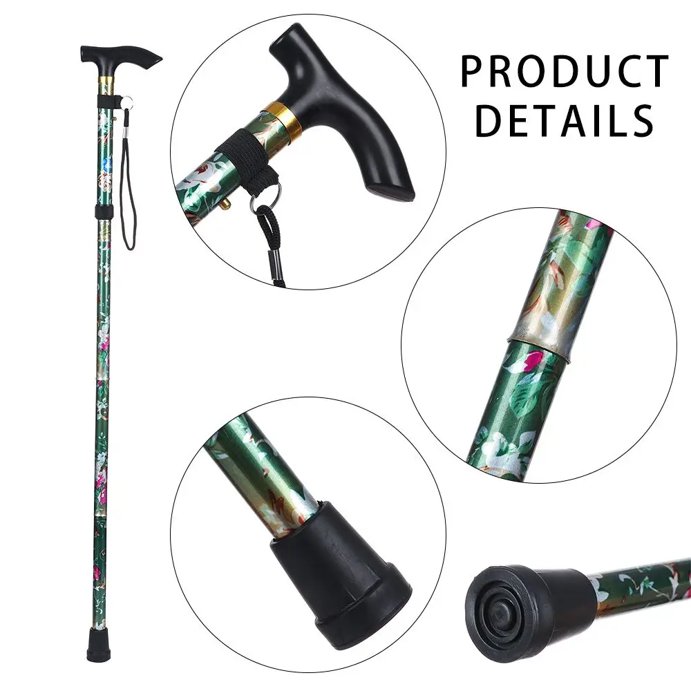 Adjustable Elderly Care Gift for Adults Elder Non-slip Crutches Folding Trekking Stick Hiking Poles Telescopic Walking Cane