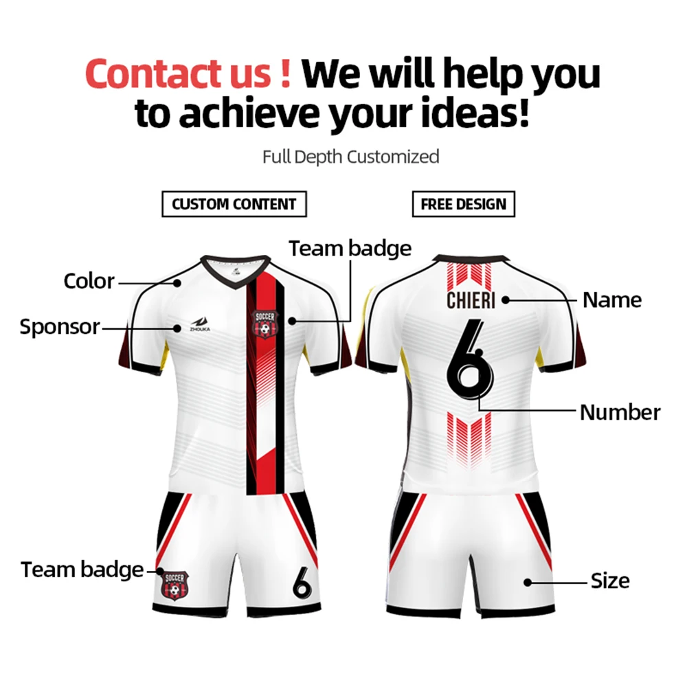 Original Jerseys Soccer Sets Wear Design Customized Youth Soccer Uniforms Sublimation Team Club Tracksuit Shirt Football Jerseys image 6