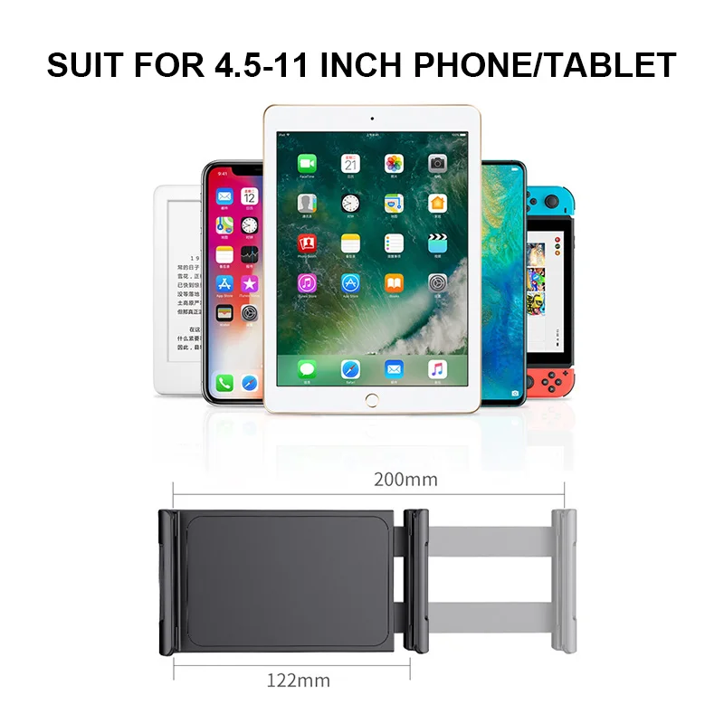 140cm Long Arm Double Pole Flexible Tablet Phone Floor Stand Holder Support For iPhone iPad 8 Air Lounger Bed Mount Bracket