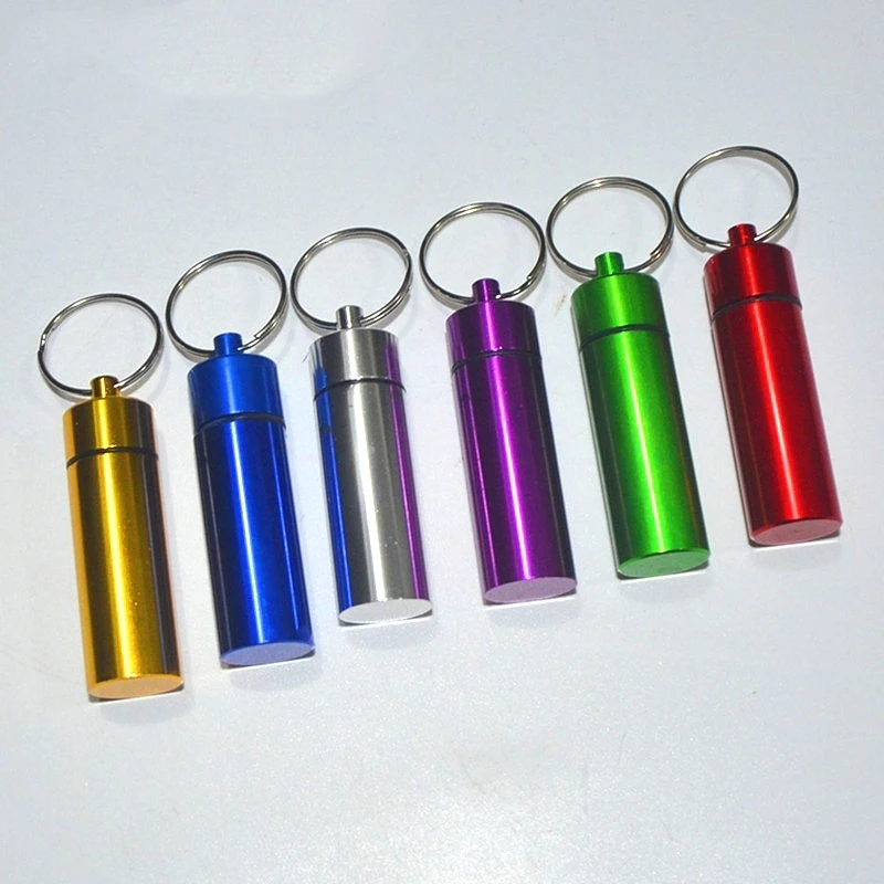 10pcs Waterproof Aluminum Pill Box Medicine Case Container Bottle Holder Keychain Carabiner Outdoor Pill Case PillBox