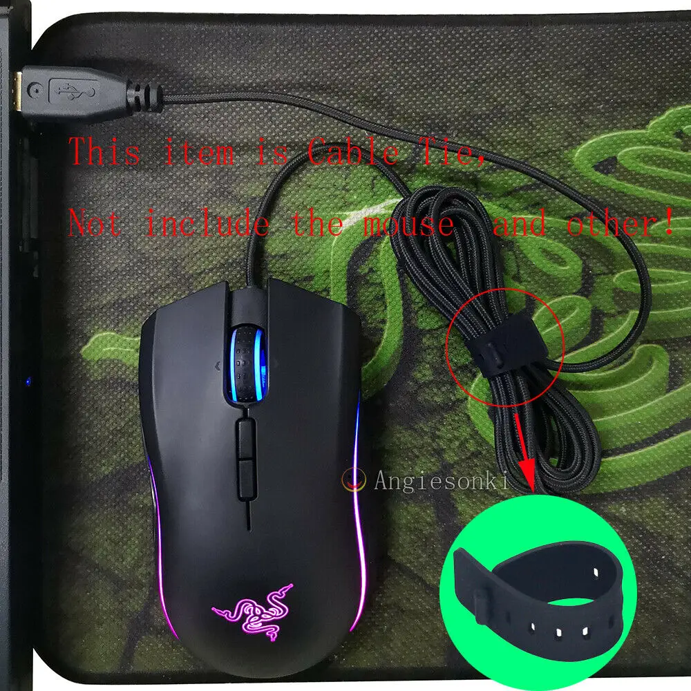 5Pcs Muis Organiser Rubber Kabel Cord Management Wrap Winder Voor Razer Muis