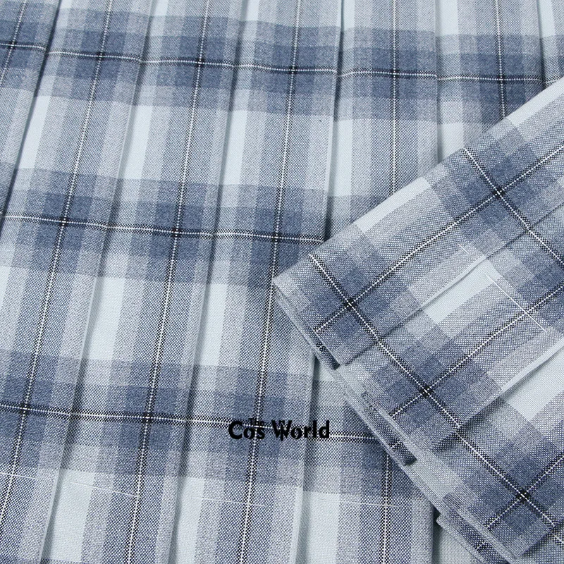 [Gray White] Girl's Women's Japanese Summer High Waist Pleated Plaid Skirts For JK School Uniform Students Cloths