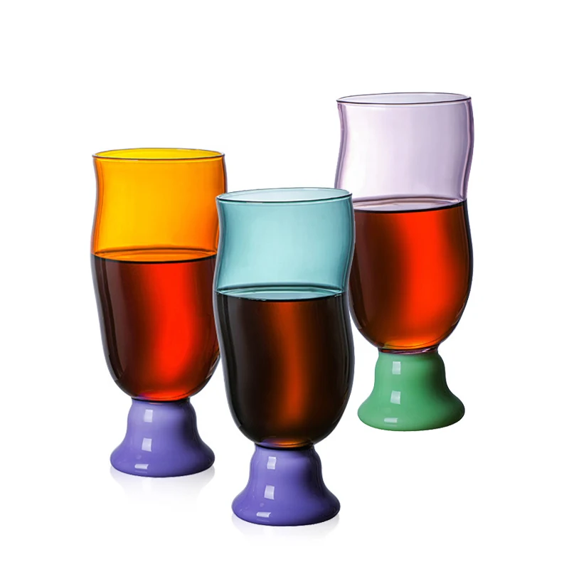 

500ml Colorful High Wave Glass Cup Drinkware Tea Juice Breakfast Milk Coffee Mug High Borosilicate Beer Glass Goblet