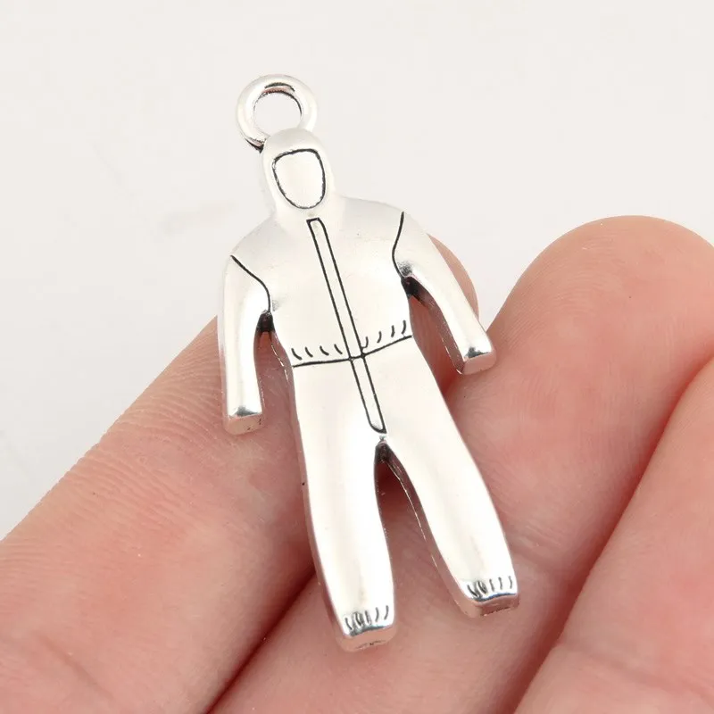 15pcs Silver Color 39x18mm Doctor Protective Suit Charms Epidemic Prevention Pendant Fit DIY Jewelry Handcrafted Accessories