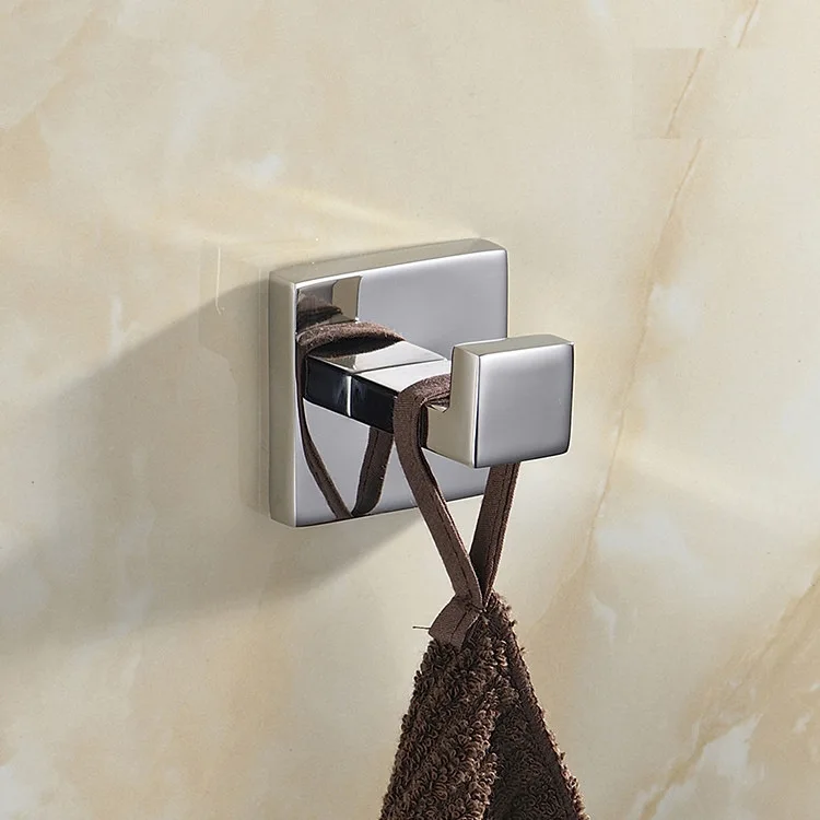 Modern 304 Stainless Steel No Screw Need  Self Adhesive Bathroom Square Towel Hook Coat Hat Door  Hanger  Accessorie