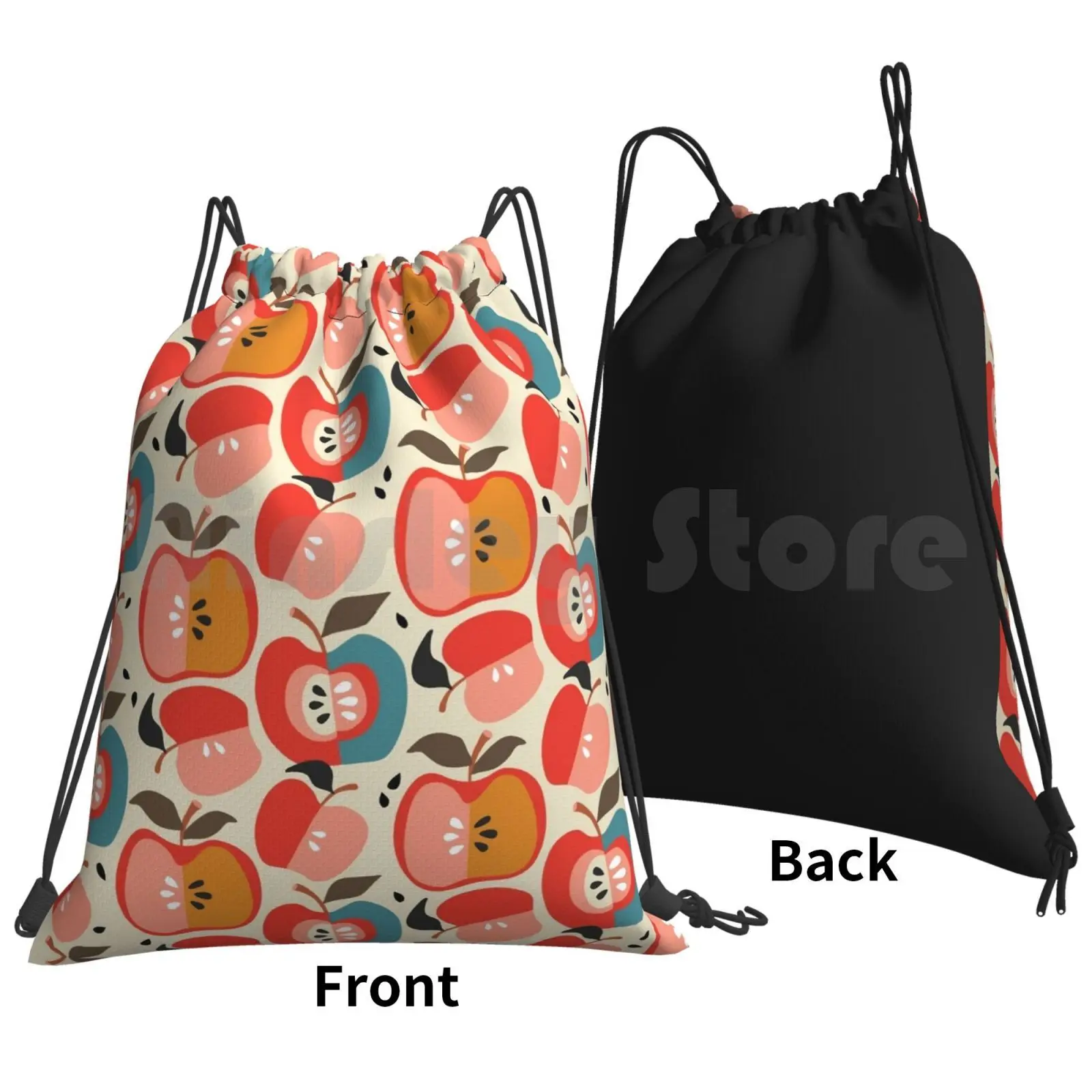 Good Backpack Drawstring Bags Gym Bag Waterproof Pattern Fall Fruit Mod Vintage Food