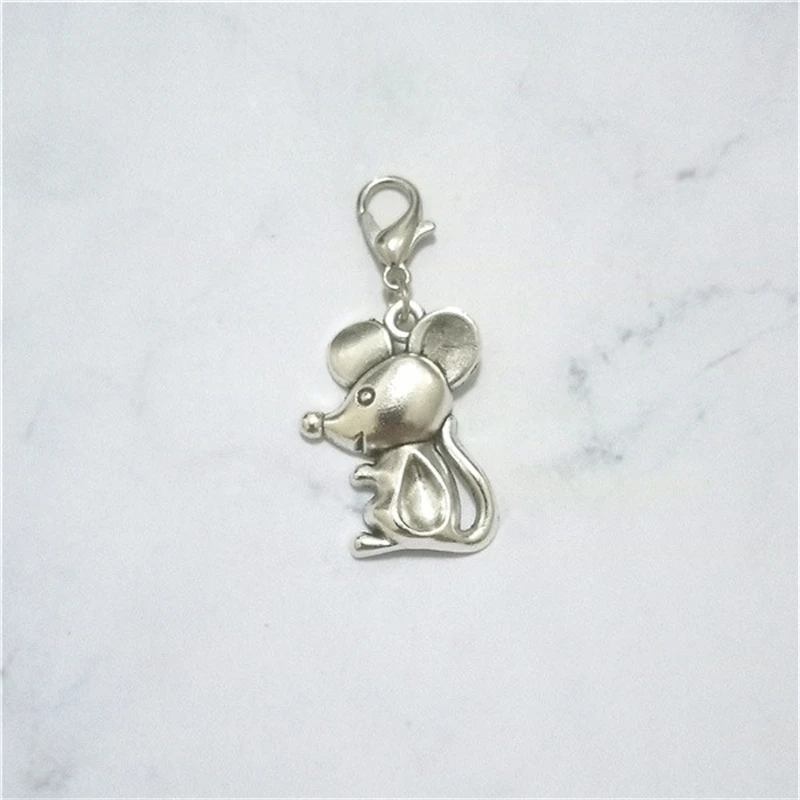 3 Pcs Big Mouse Clip Rat Clip Animal Charm Bracelet Clip on Pendant, Cartoon Jewellery