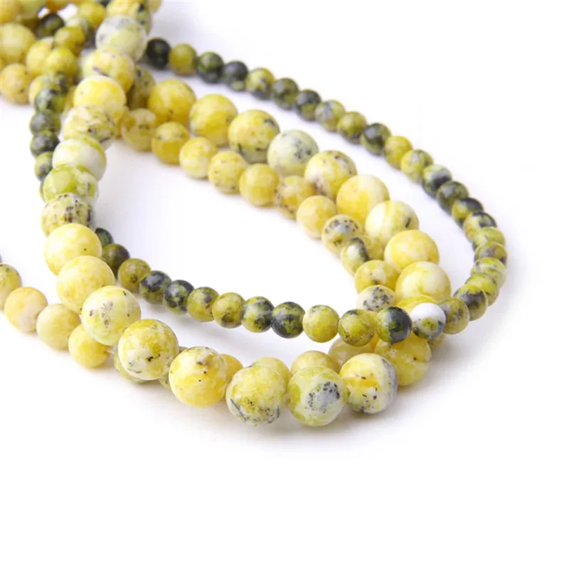 Natural Yellow Turquoise Round Loose Beads for Jewelry Making Necklace DIY Bracelets Accessories