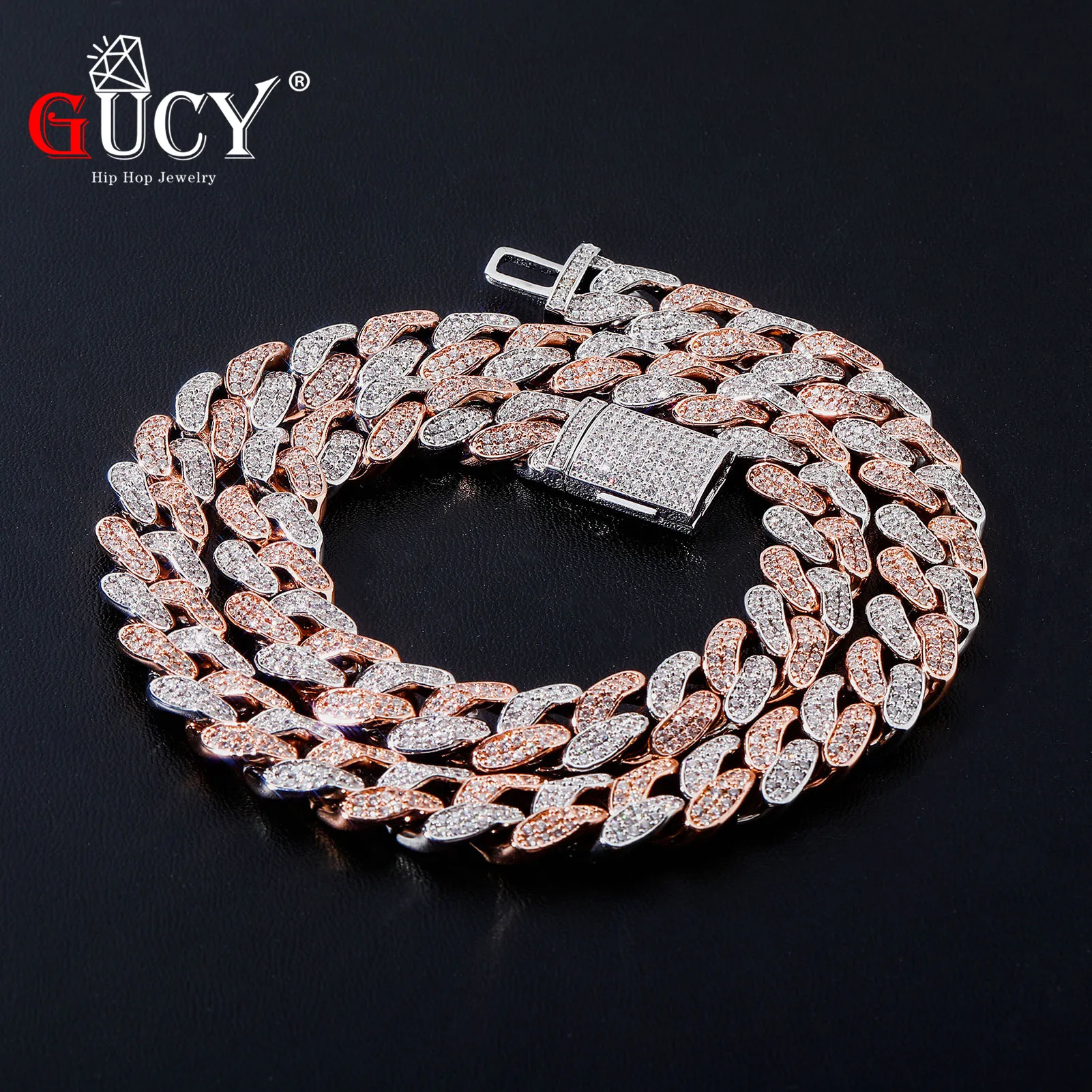 

New 14mm Miami Cuban Link Necklace Bling AAAA Zircon Charm Men's Hip Hop Chain Women Jewelry For Gift