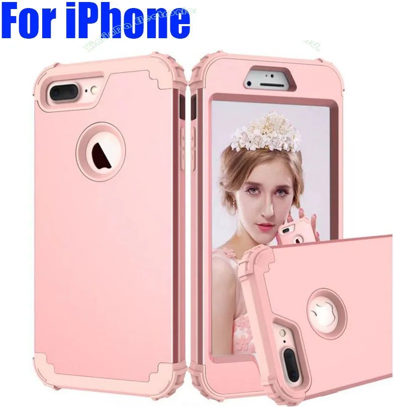 Capa à prova de choque para iphone 11 pro xs max xr 8 7 plus 6 6s pc + tpu 3-camadas híbrido capa de corpo inteiro anti-knock escudo do telefone ip729