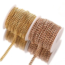 1 Meter Rose  Stainless Steel Cuban Chains In Bulk for DIY Jewelry Making Handmade Hiphop Punk Necklace Bracelet Supplies