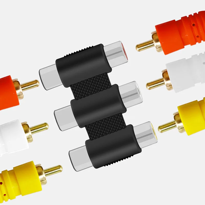 2 ชิ้น 3RCA หญิงหญิง Coupler AV Video Audio Adapter Cable Connectors
