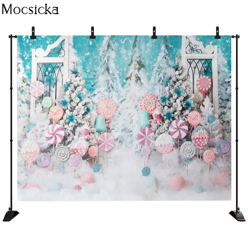 Mocsicka Baby Shower Background Lollipop Castle Decoration Style Newborn Baby Photo Background Photography Banner