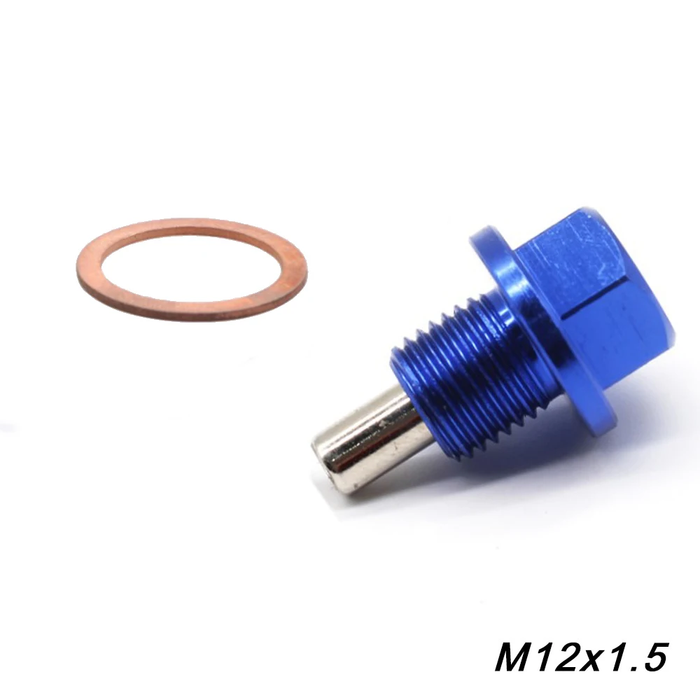 Blue Aluminum Alloy Magnetic Oil Drain Plug Engine Dress Up Oil Sump Drain Plug Nut M12x1.5/1.25/1.75 M14x1.25/1.5 M16x1.5 M20