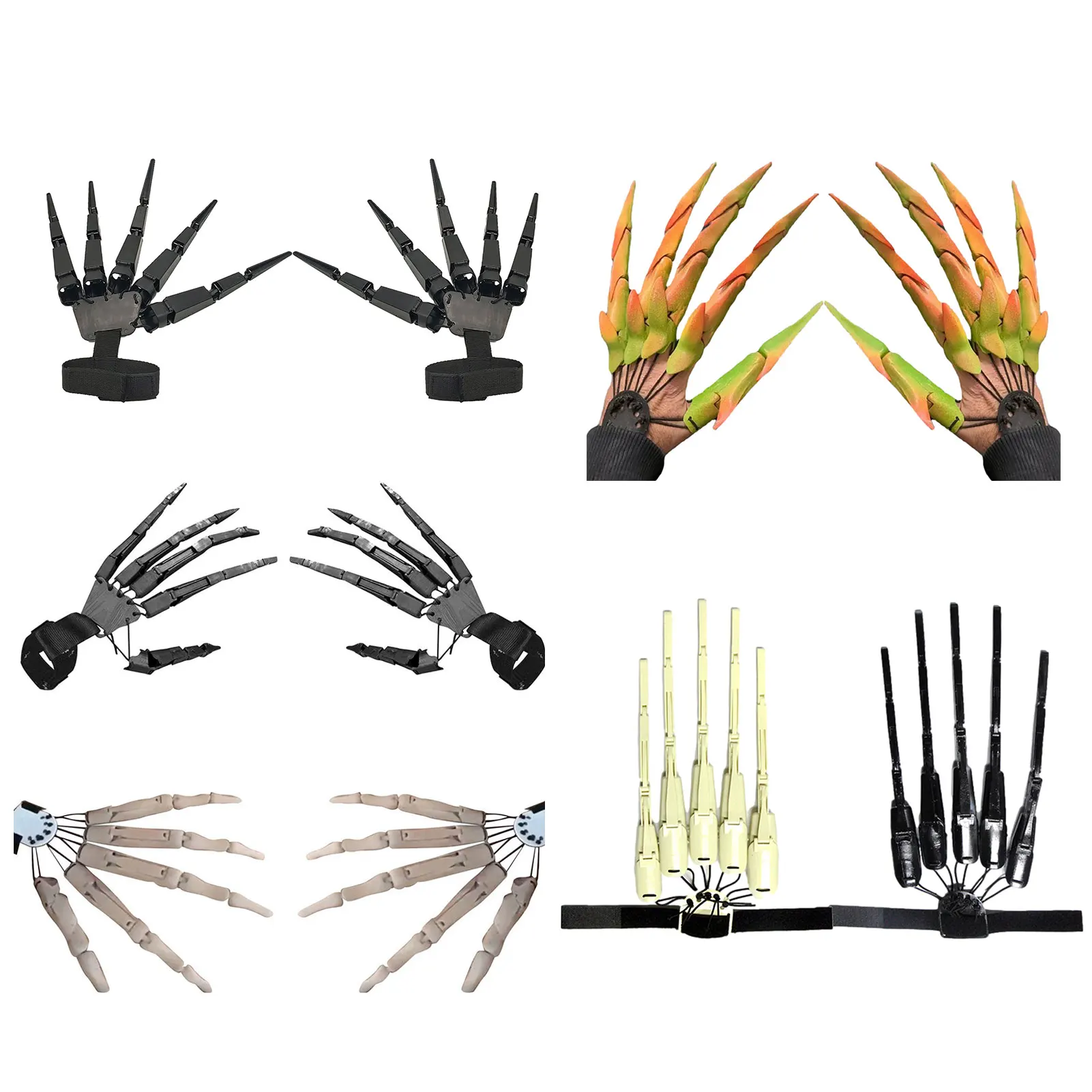 Halloween Decoration Articulated Fingers Flexible Joint Finger Halloween Party Cosplay Costume Props Horror Ghost Claw Gloves