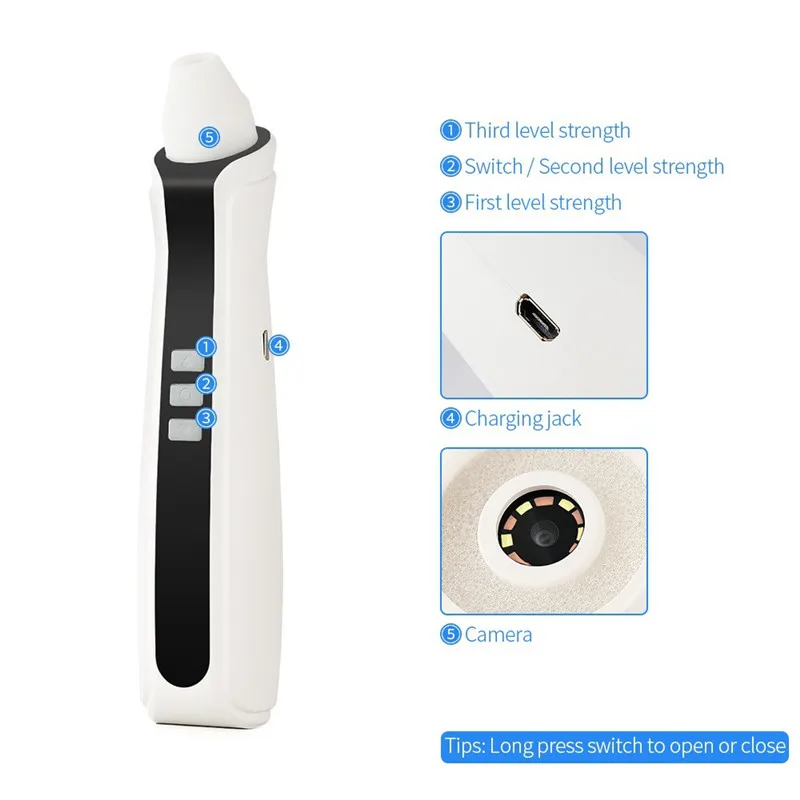 Microscope électrique WIFI avec caméra et port USB, appareil pour nettoyer les points noirs et l'acné du visage