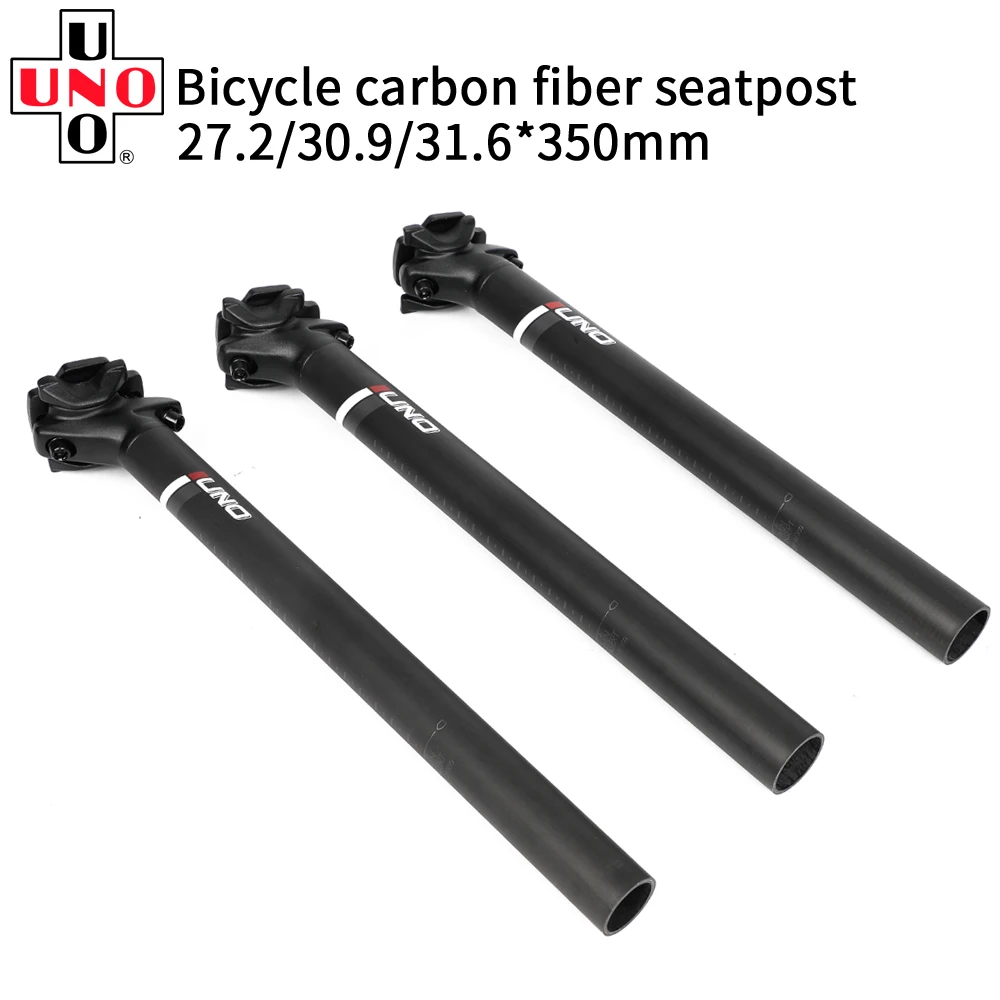 UNO MTB Road Bike Seat Post Carbon Seatpost 27.2/30.9/31.6mm 350mm Matte 3K Carbon Fiber Ultralight Saddle Tube Bicycle Pieces