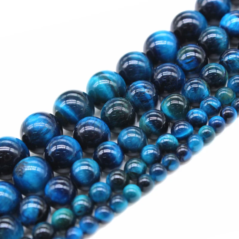 Wholesale AAA+ Natural Blue Tiger Eye Gem Stone Round Beads For Jewelry Making DIY Bracelet Necklace 4/6/8/10/12 mm Strand 15\'\'