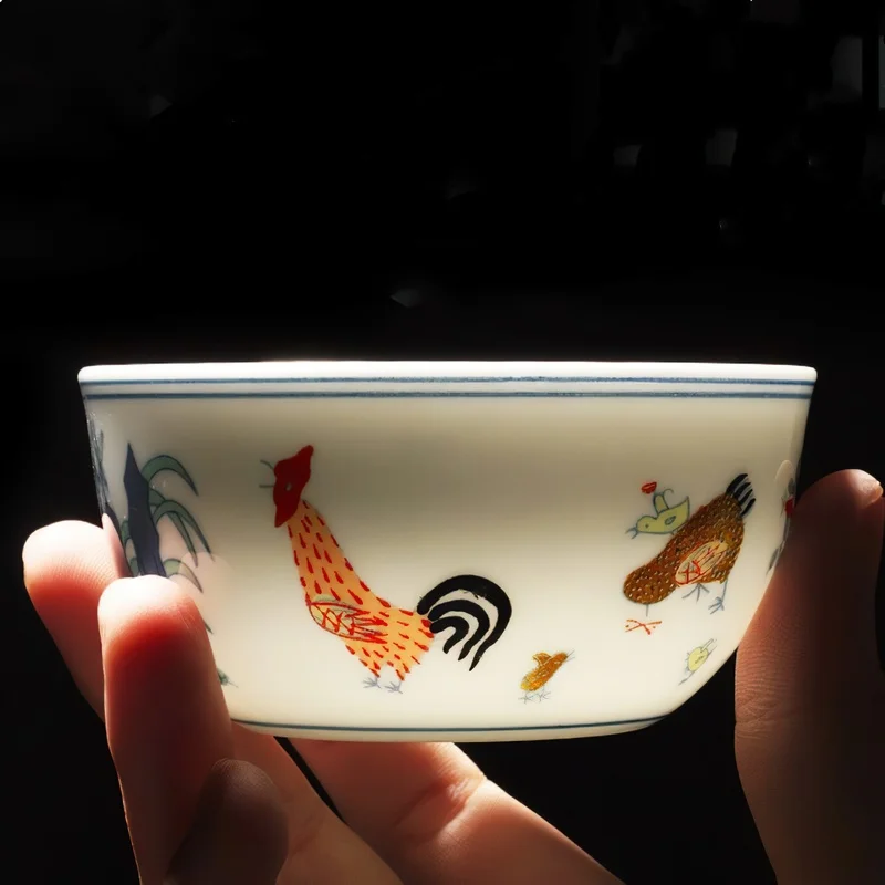 Ceramic Cup Chinese Style Handmade Antique Bone China Chicken Cup Tea Wine Water Ware Household Kitchen Supplies Drinkware