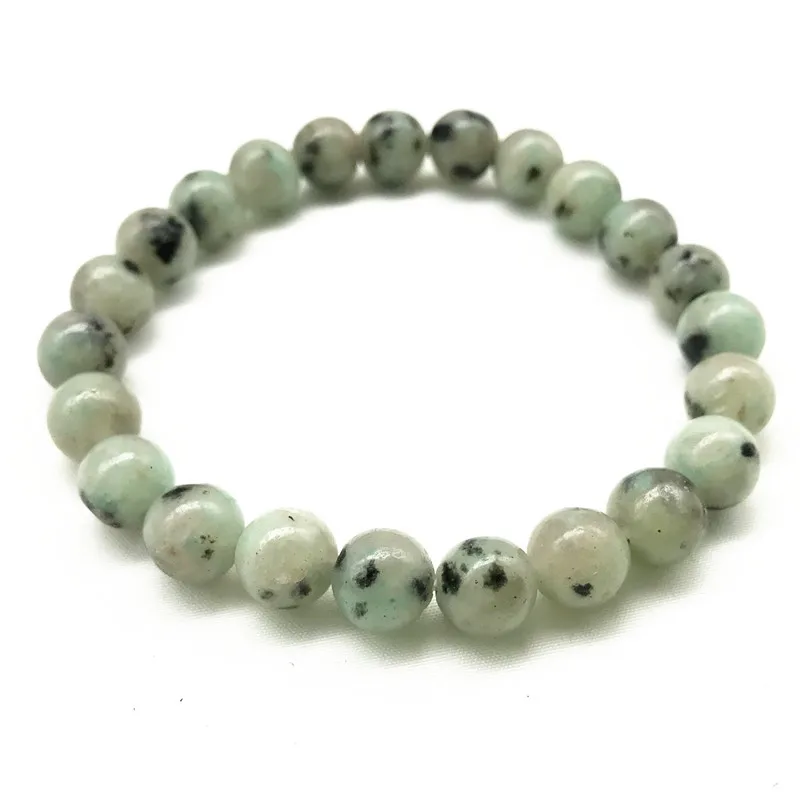 Handmade Stretch Women Men Bracelet Nature Stone 8MM Kiwi Jaspers Really Color Not Dyed Yoga Jewelry For Good Lucky