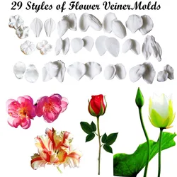 29 Series Flower Petal Silicone Mold Veiners Fondant Mould Clay Gumpaste Mold,Sugarcraft Tools Press Cake Decorating Tool C337