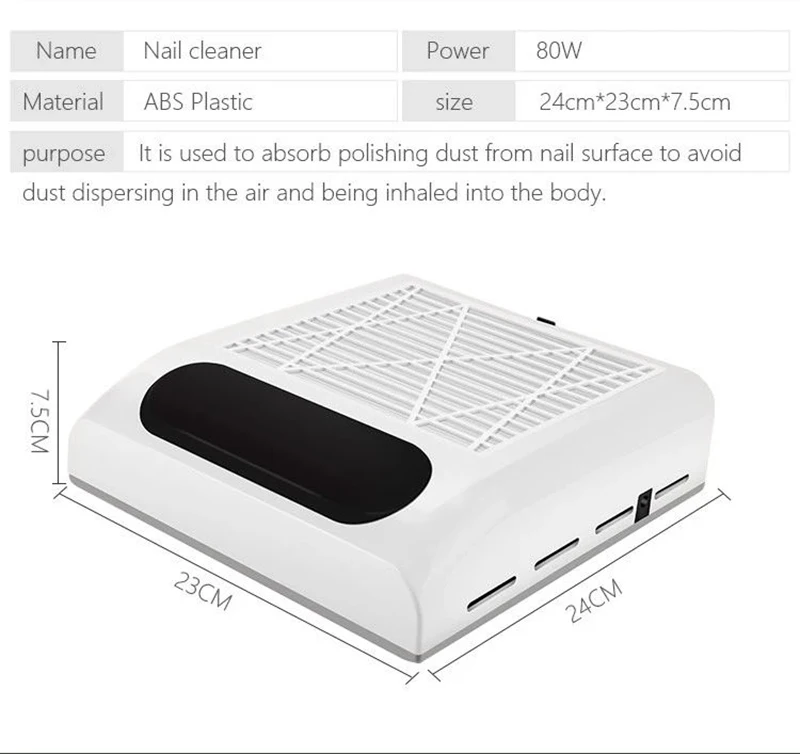 new model 80w nail dust collector Nail dryer tool vacuum cleaner nail table dust collector