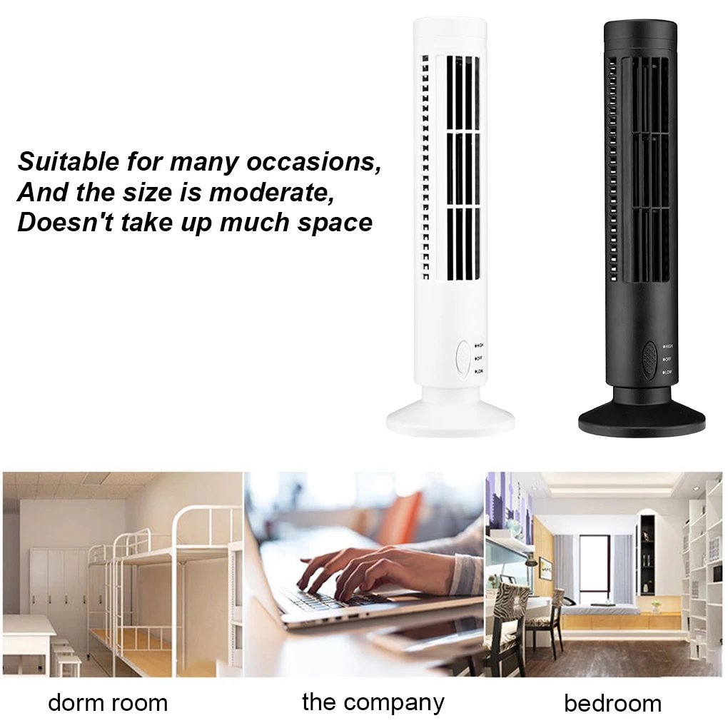 Portable USB Air Conditioner Fan Electric Vertical Bladeless Desk Cooling Fan Full Controller For Home Office Travel Tower Fan