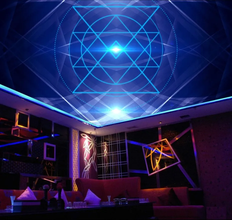 Blue dreamy dynamic line fashion KTV ceiling mural 3d ceiling murals wallpaper