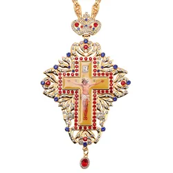 INRI Crucifix Jesus Necklace Orthodox Cross in Christian Plaques Pendant for Men Catholic Religious Gold Plated Hip-hop Jewelry