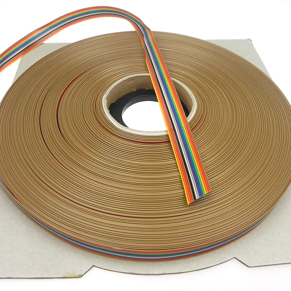 1M 5M 10M 20M meter 14P 1.27MM Pitch 28AWG Rainbow color IDC Flat Ribbon Cable